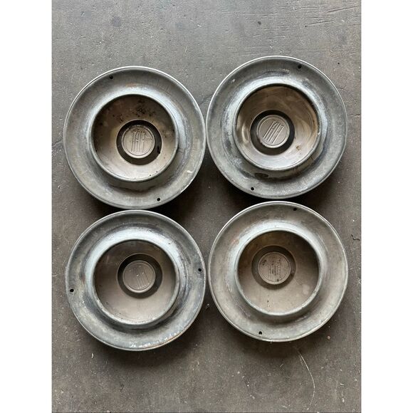 Vintage Antique 1965 Fiat Set Of 4 Wheel Chrome Hubcaps Dog Dish Poverty Caps - Picture 2 of 2